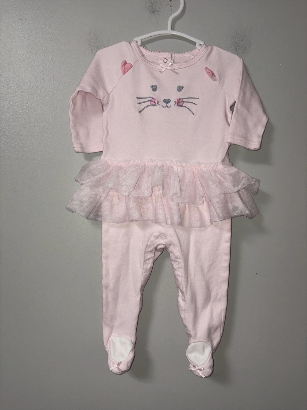 The Children’s Place Light Pink Cat Ballerina Tutu Snap Footie Girls 3-6M